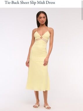 Abercrombie & Fitch Tie-Back Sheer Slip Midi Dress